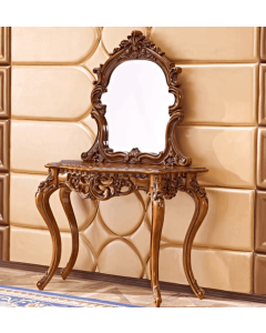 Curves and Carvings Teak Wood Victorian Classic Console 0137