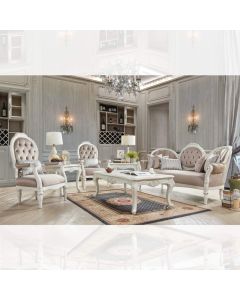 Curves & Carvings Vintage White Classic Brampton Sofa - C&C SOF0134